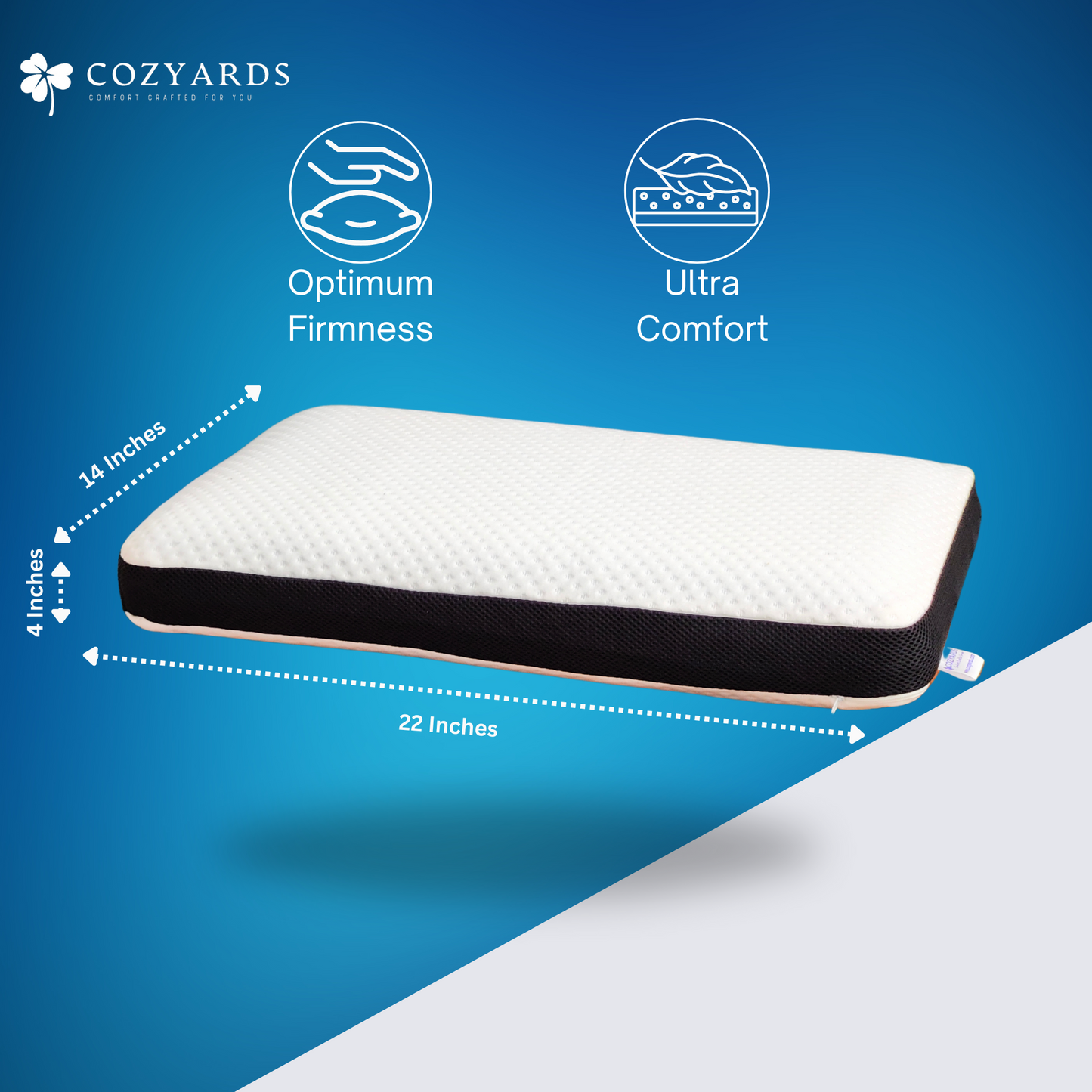 COZYARDS Standard Size Soft Memory Foam Pillows (22x14x4 Inch)