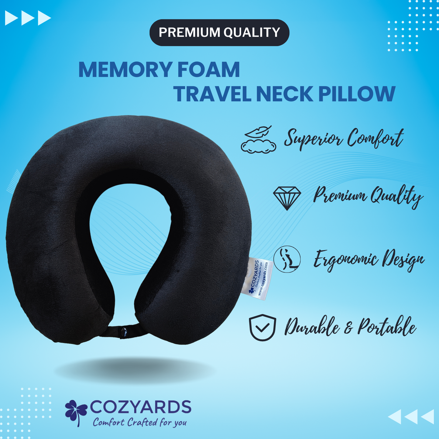 COZYARDS Memory Foam Travel Neck Pillow